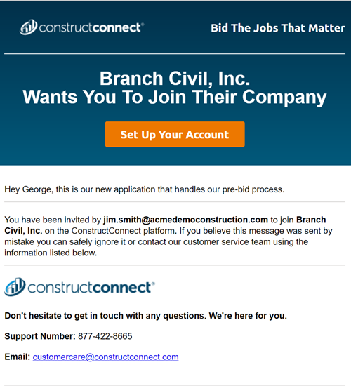 Email Invitation to join Organization