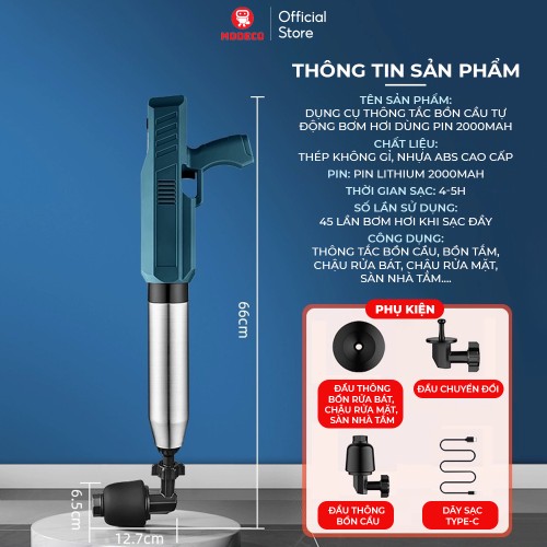 Súng Thông Bồn Cầu - Mẫu Bơm Hơi Tự Động