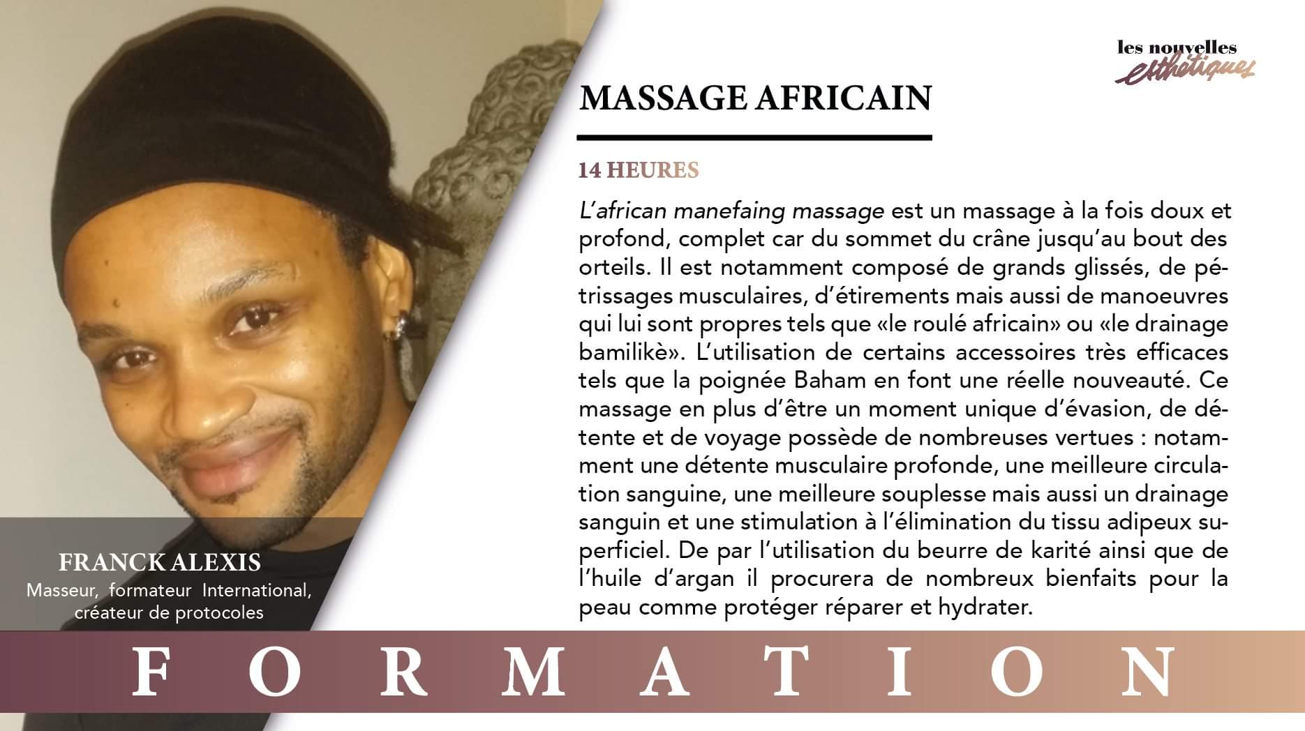 Formation > Massage Africain - 13 et 14 septembre 2022 - Paris - Franck Alexis