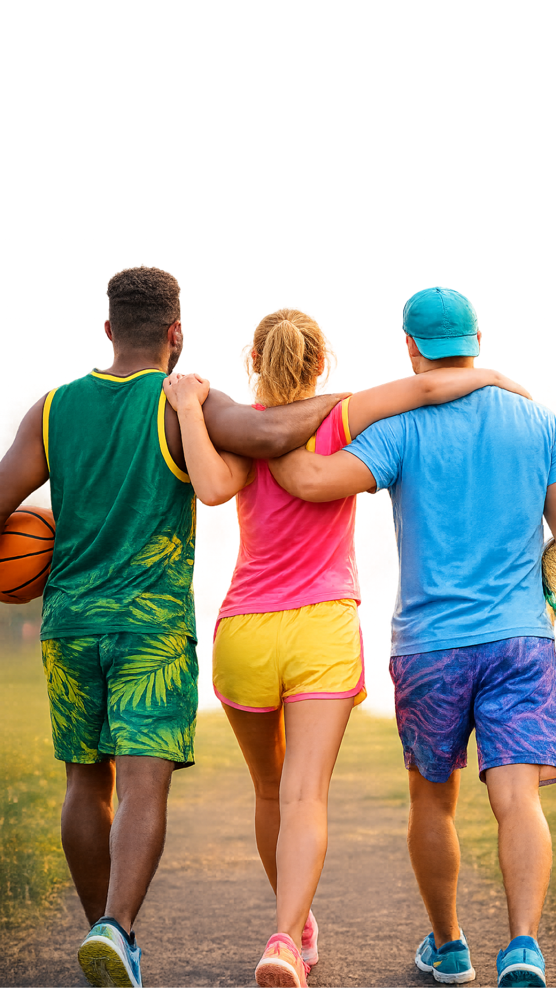People walking together to play