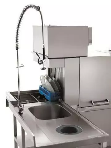 Lavavajillas de arrastre de cestas para grandes producciones