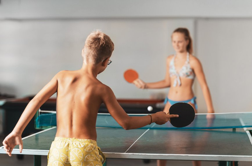 Our ping pong table with children playing