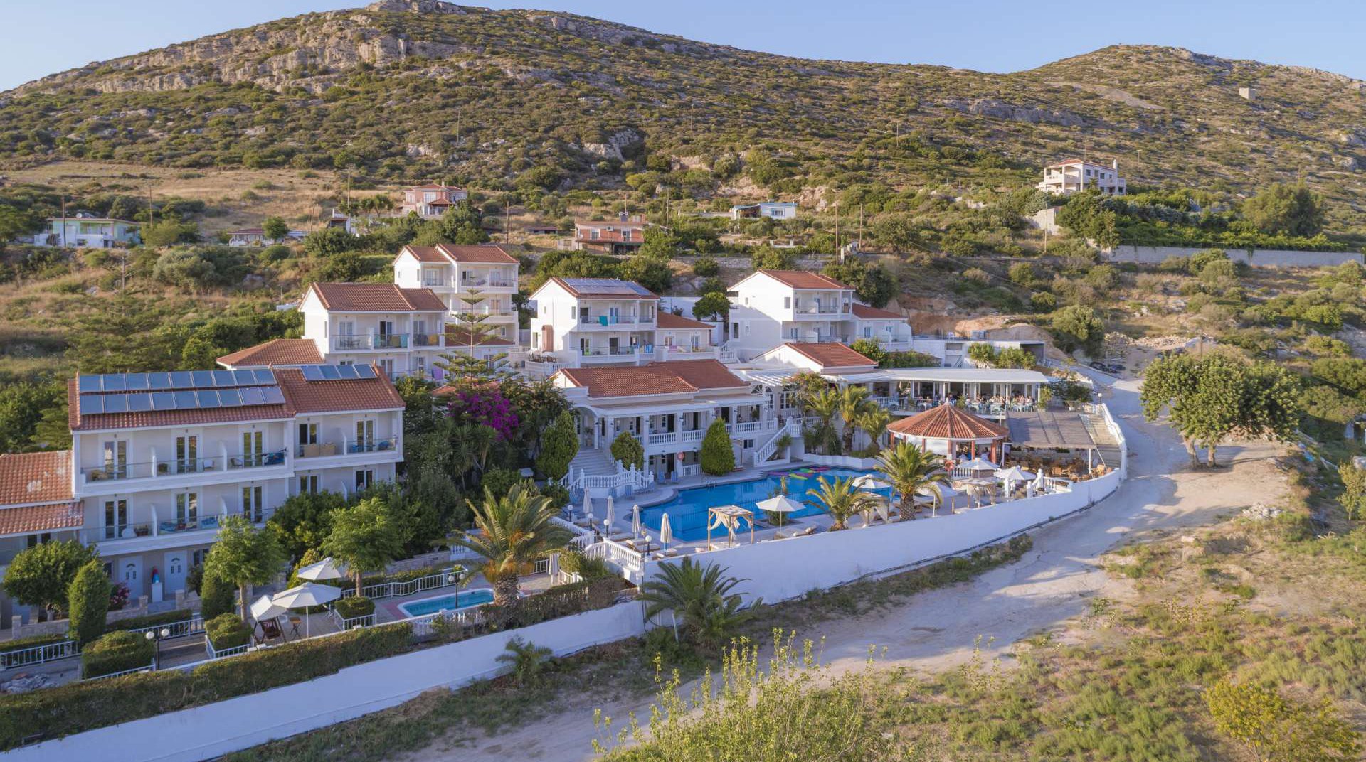 Our hotel from distance, with the mountain as the background