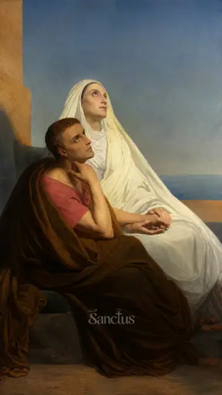 Sainte Monique — Monique, née en 331 à Thagaste, dans l'actuelle Algérie, grandit dans une famille chrétienne.