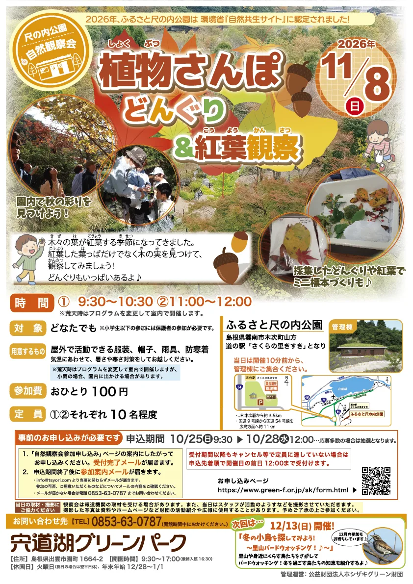 自然観察会「植物さんぽ~どんぐり&紅葉観察~」