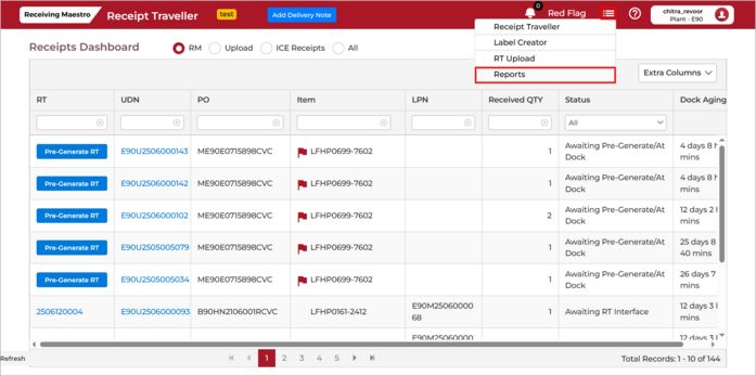 Reports Dashboard Page