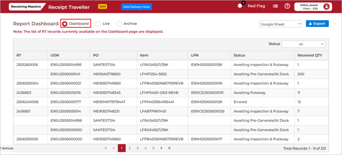 Reports Dashboard Page