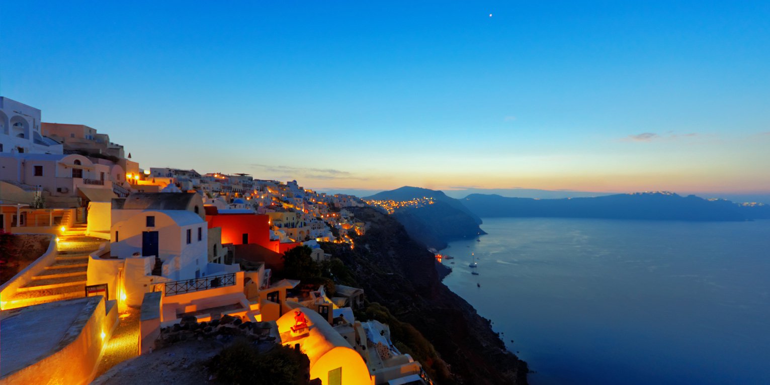 Santorini's Sea View by night