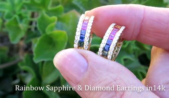 Rainbow Sapphire Earrings Sapphire Diamond Earrings Unheated Natural  Sapphire Earrings Tsavorite Earrings Birthstone Earrings Anniversary - Etsy