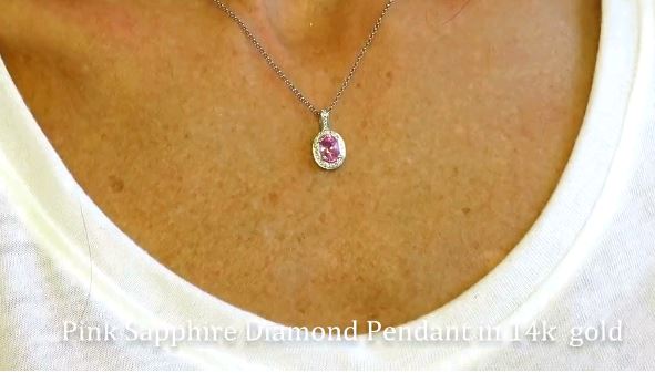 1.39 ctw Pink Sapphire and Diamond Pendant in 14K White Gold