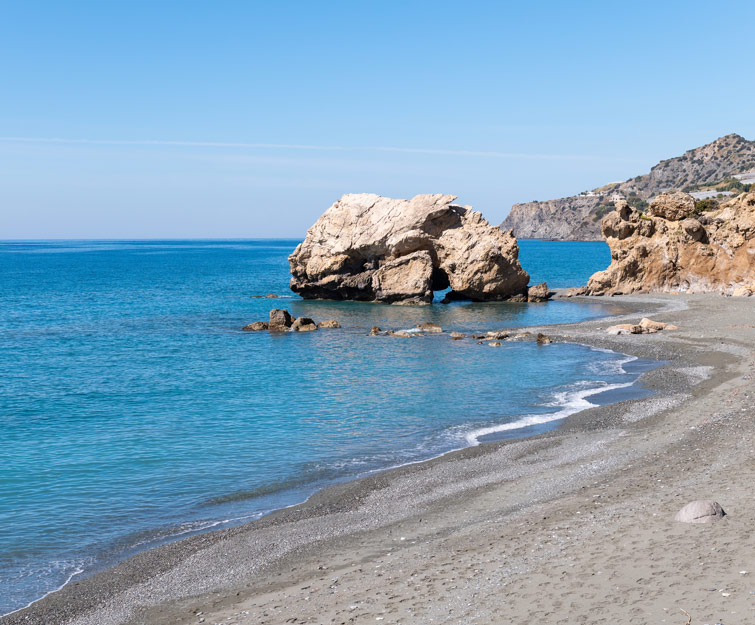 Beach with golden sand in Crete