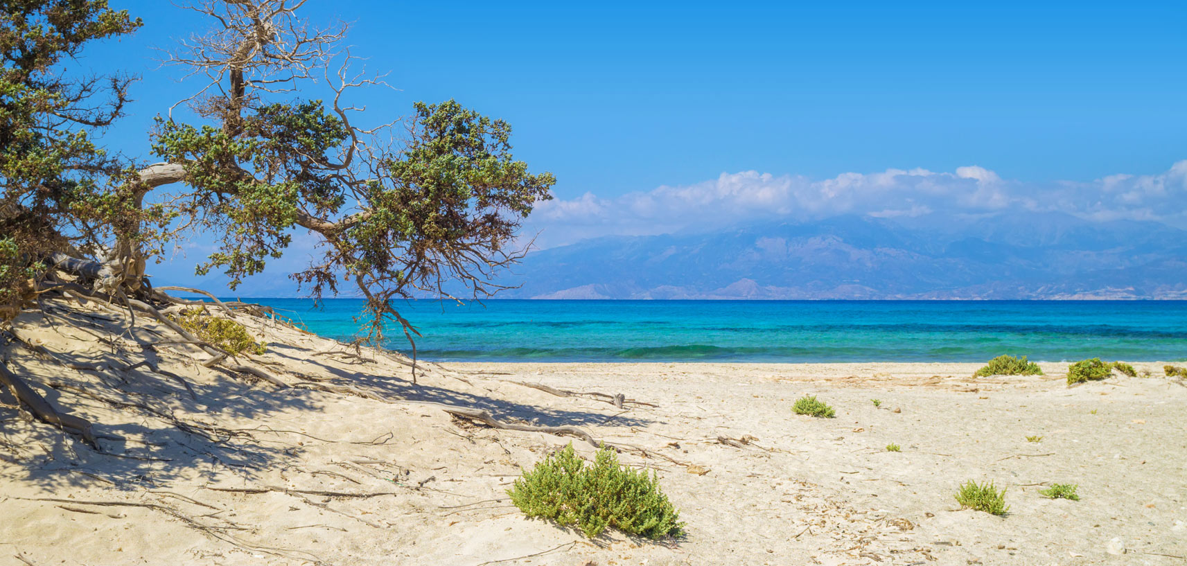 Beach with golden sand in Crete