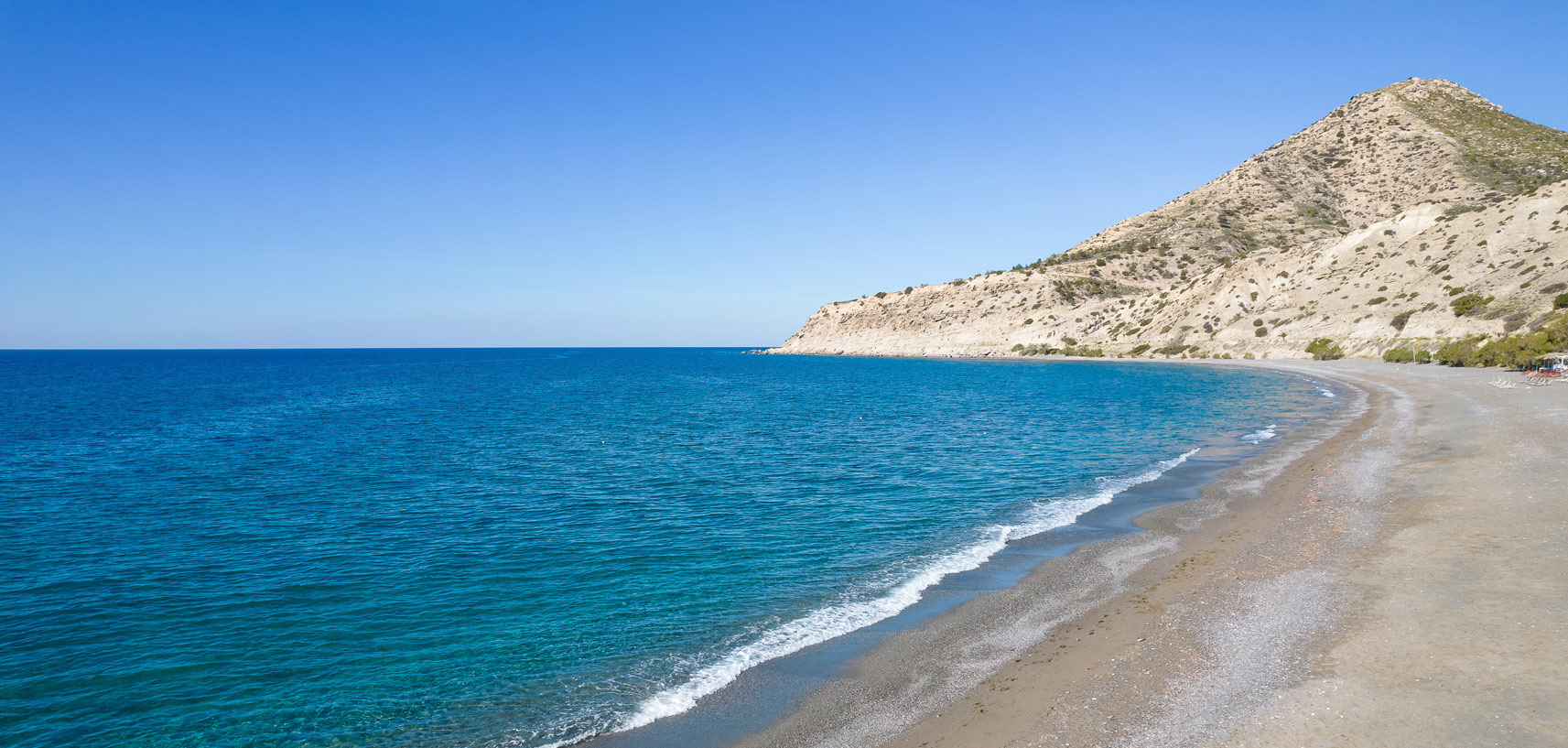 Beach with golden sand in Crete