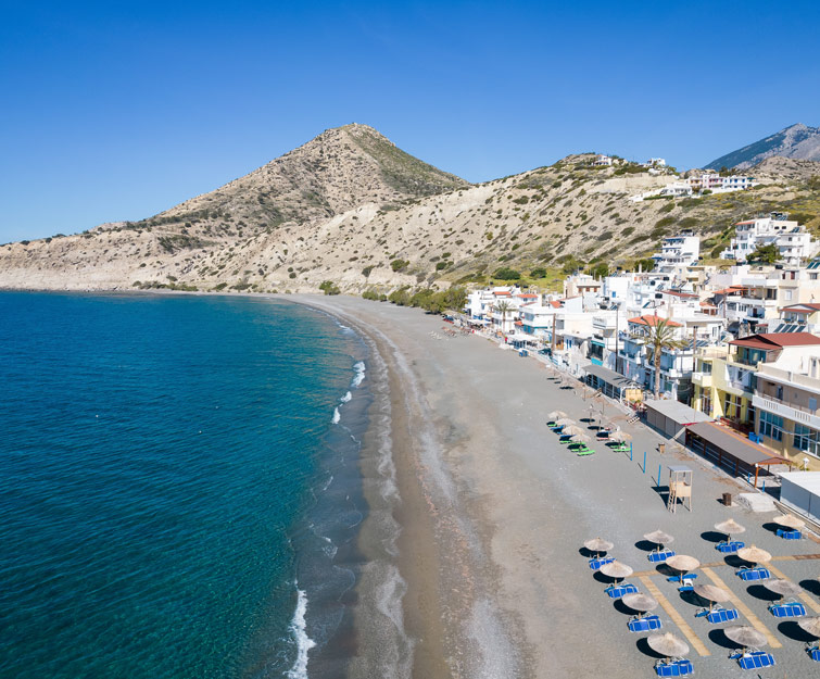 Beach with golden sand in Crete