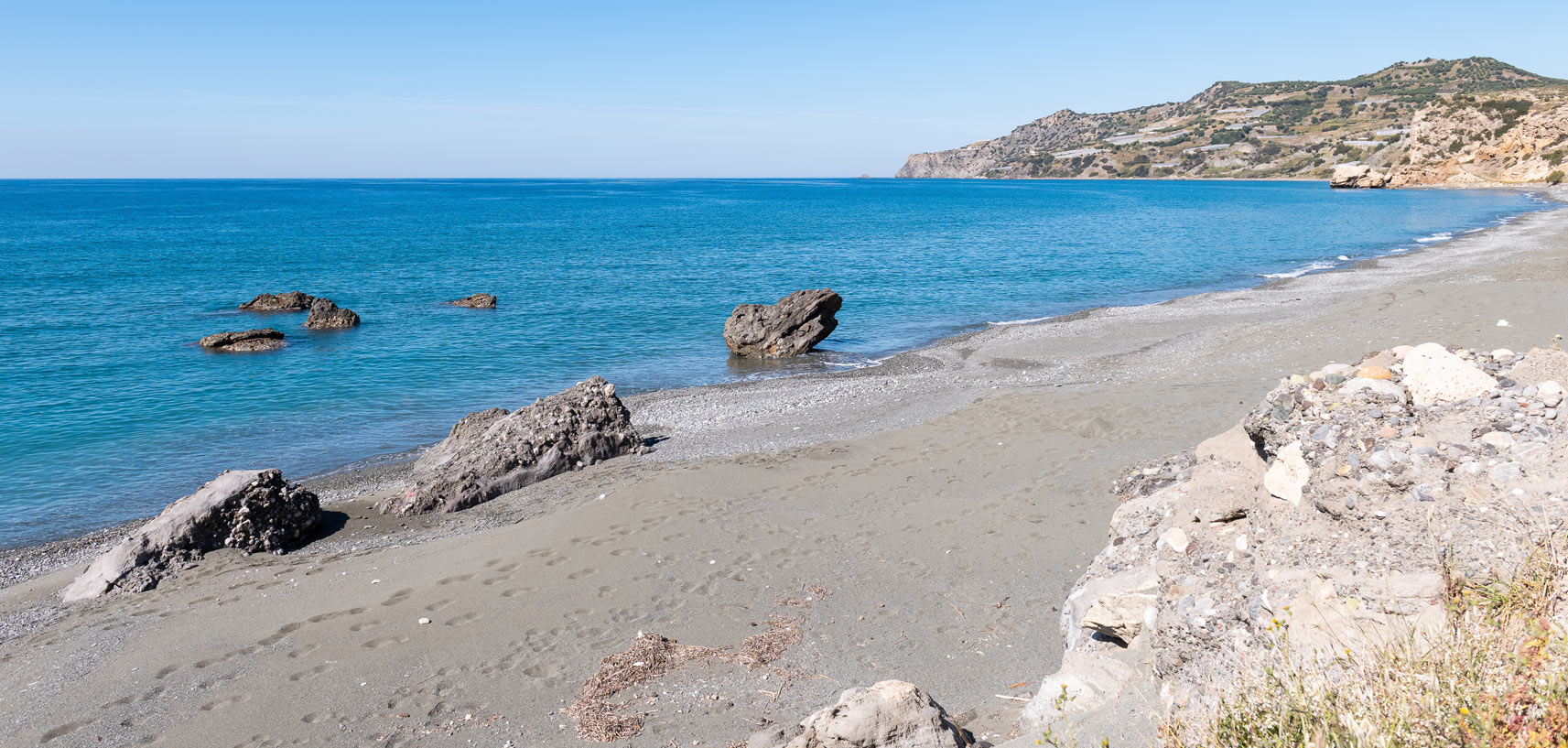 Beach with golden sand in Crete