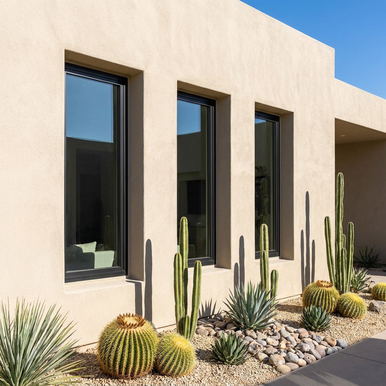 Product image desert home with 3 vertical windows in a row