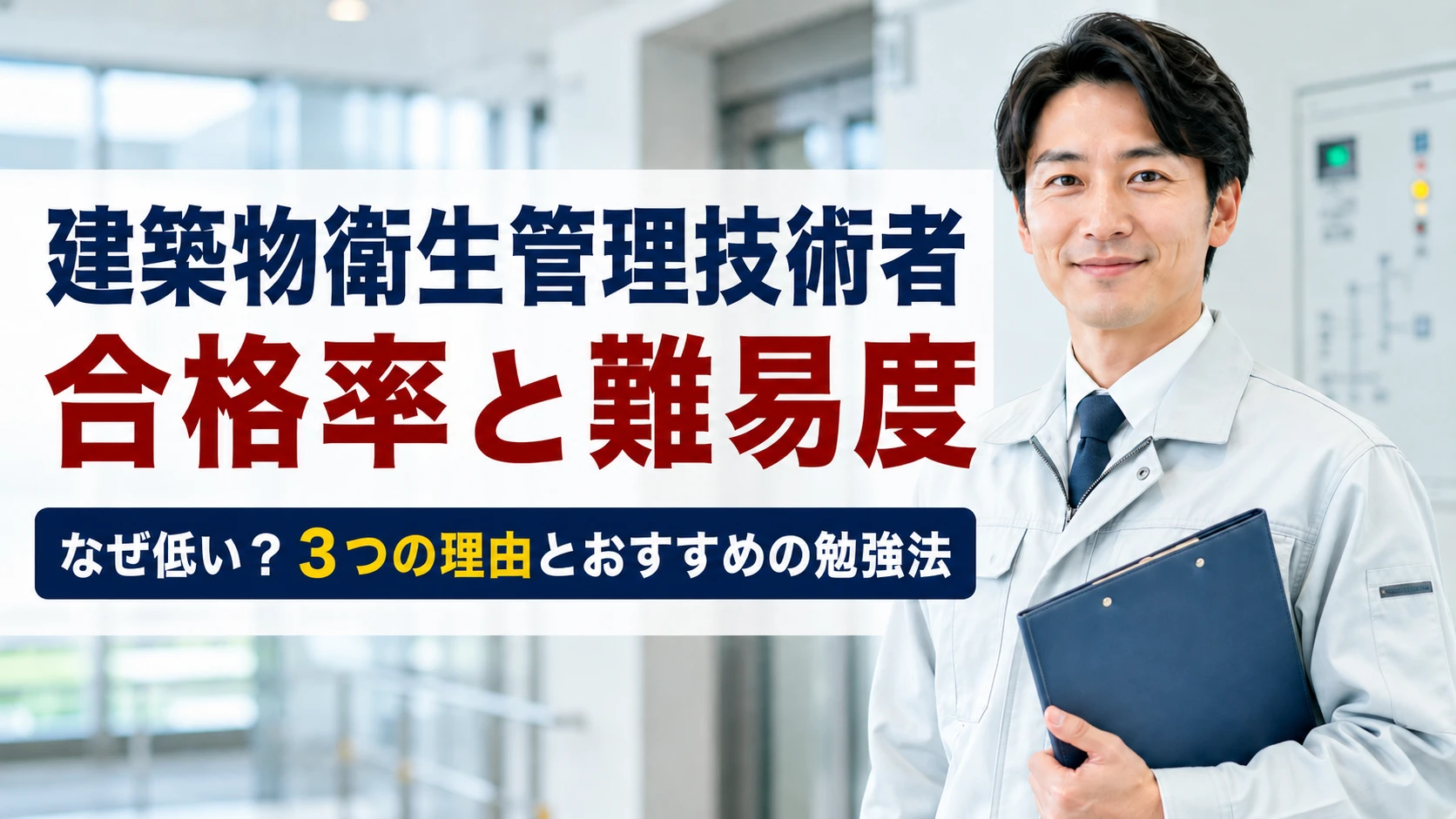 ビル管理士(建築物環境衛生管理技術者)の合格率はどれくらい？難易度や