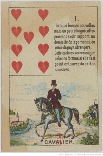 Baralho Cigano - Petit Lenormand - 1 - O Cavaleiro - 9 de Copas