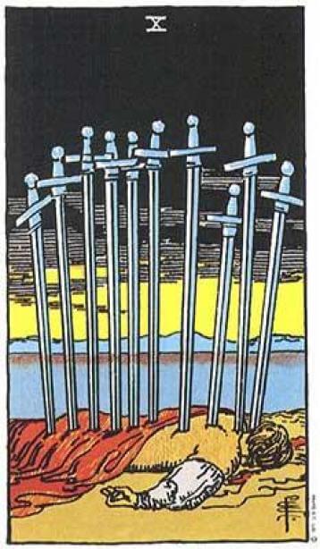 Tarot - Tarô - 10 - Dez de Espadas