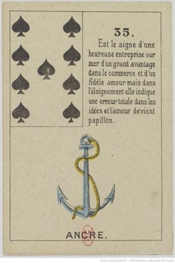 Baralho Cigano - Petit Lenormand - 35 - A Âncora - 9 de Espadas