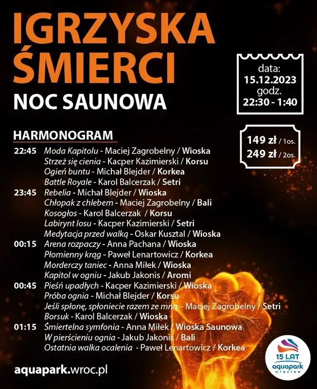 Zdjęcie wydarzenia Igrzyska Śmierci - Noc Saunowa