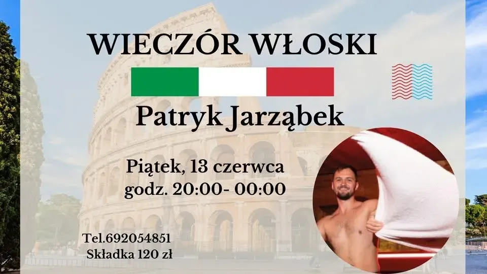 Zdjęcie wydarzenia Wieczór Włoski z Patrykiem Jarząbkiem