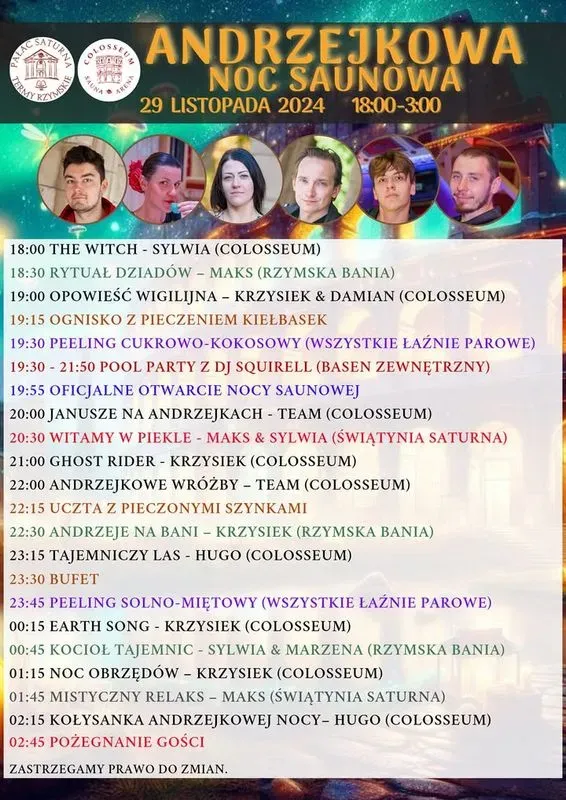 Zdjęcie wydarzenia Andrzejkowa Noc Saunowa