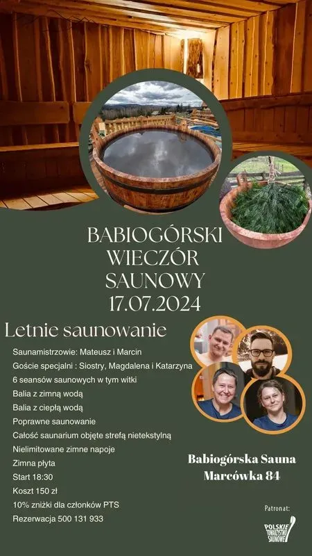 Zdjęcie wydarzenia Babiogórskie wieczór saunowy. **Letnie saunowanie**