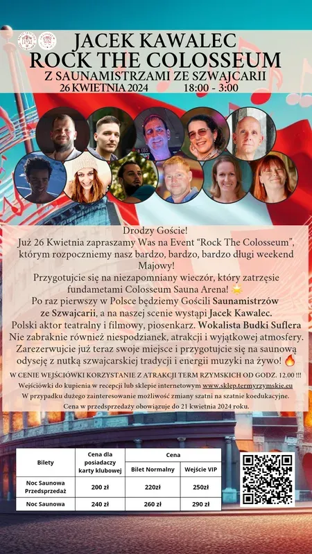 Zdjęcie wydarzenia Rock The Colosseum z Koncertem Jacka Kawalca I Saunamistrzami ze Szwajcarii 