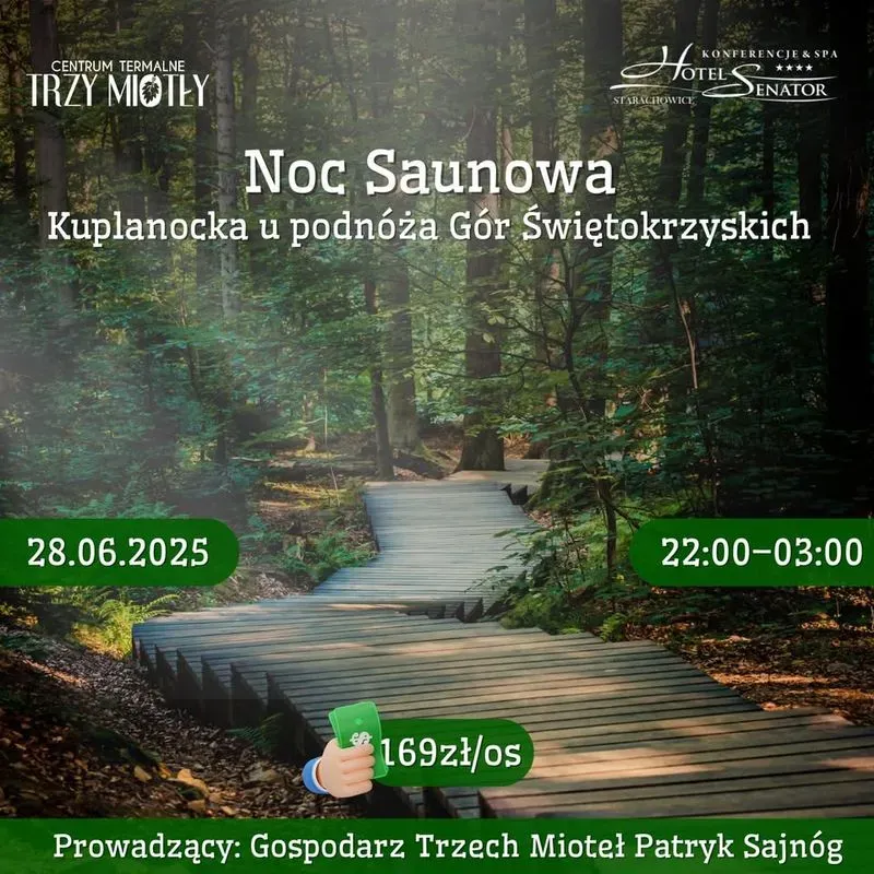 Zdjęcie wydarzenia Kupalnocka u podnóża Gór Świętokrzyskich – Noc Saunowa w Trzech Miotłach | 28.06.2025