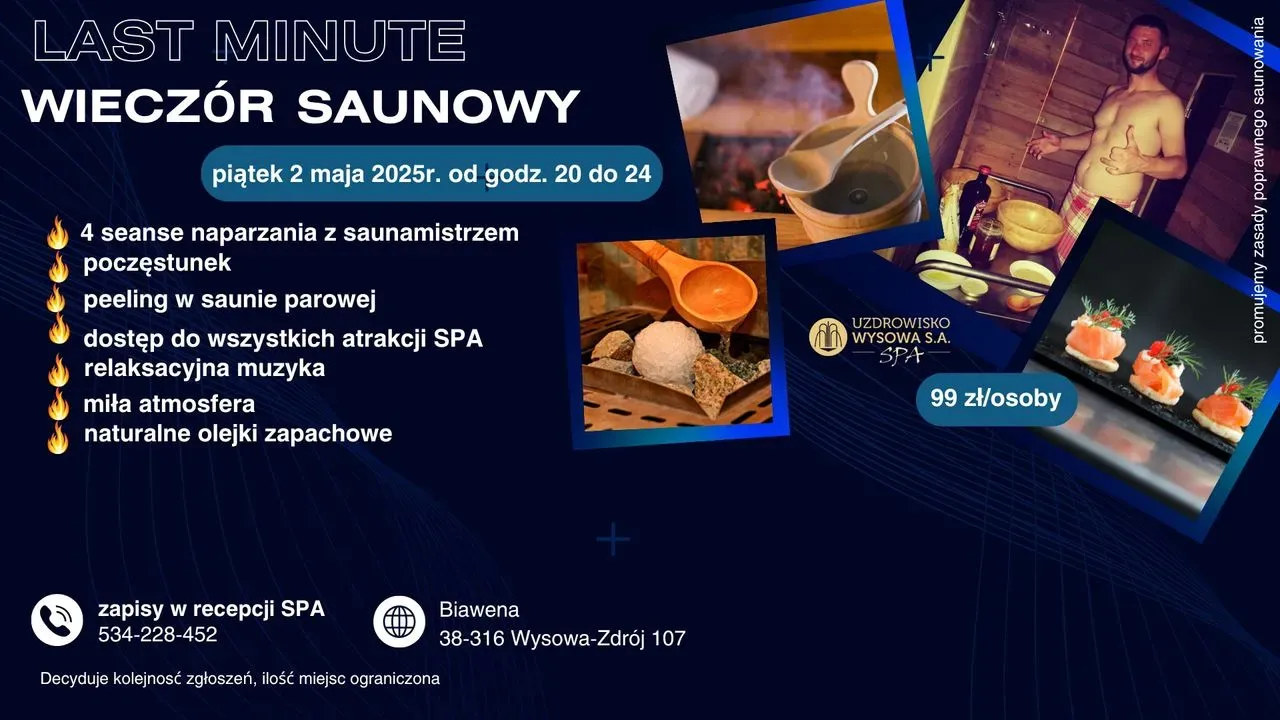 Zdjęcie wydarzenia Wieczór Saunowy LAST MINUTE