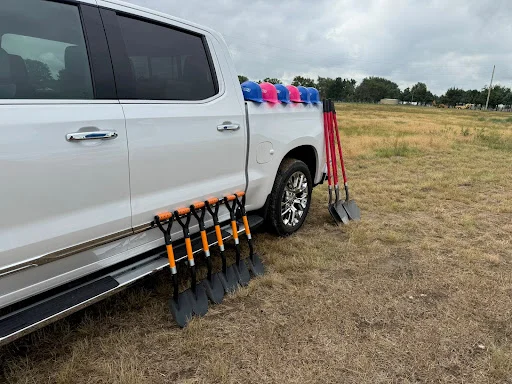 Groundbreaking event – shovels in truck bed