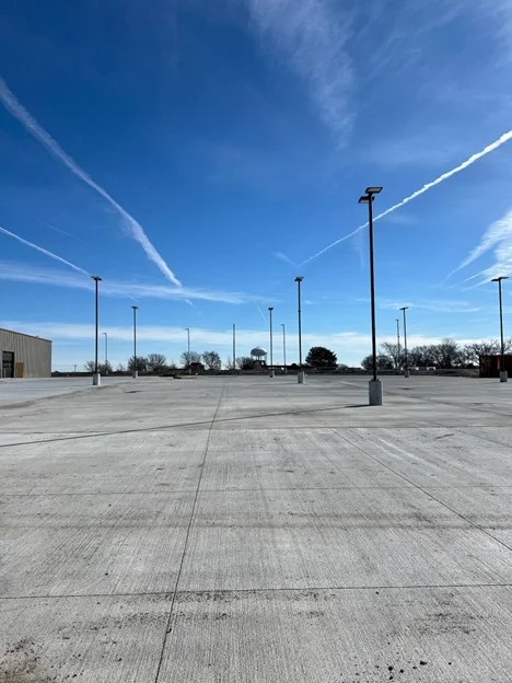 Newly poured parking lot at the new Wagner location