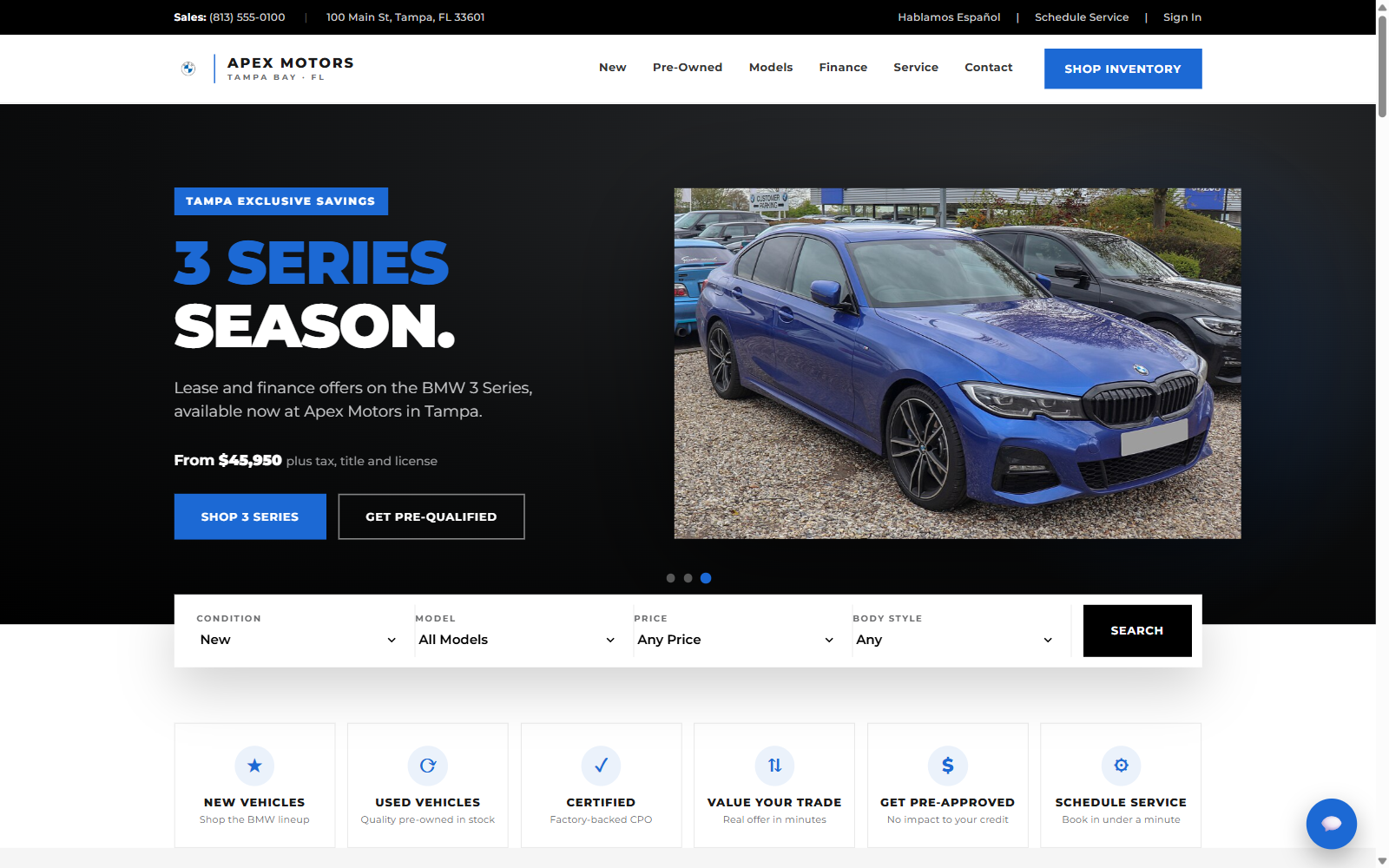 BMW dealer website example screenshot