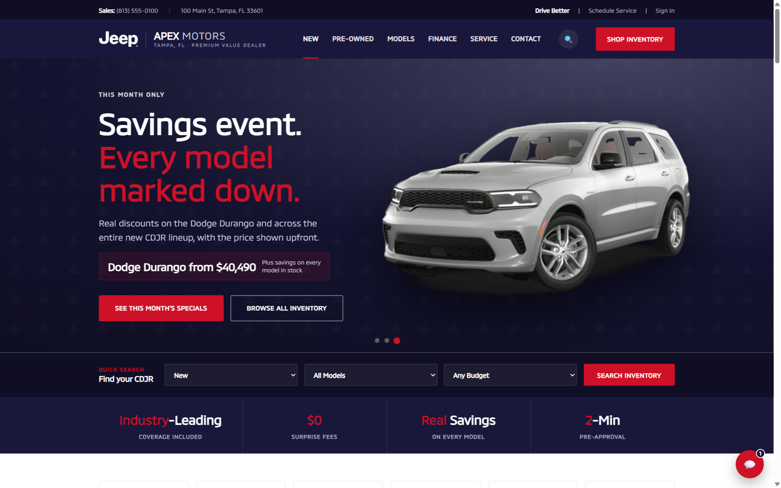 Chrysler Dodge Jeep Ram dealer website example screenshot
