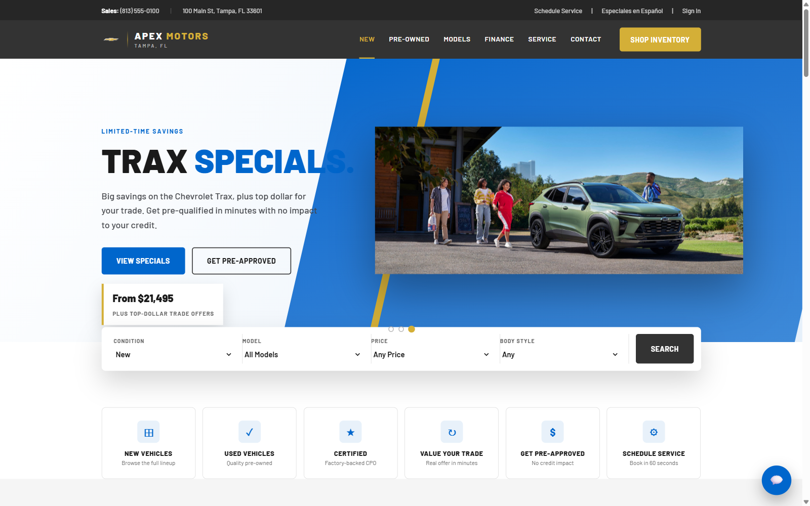 Chevrolet dealer website example screenshot