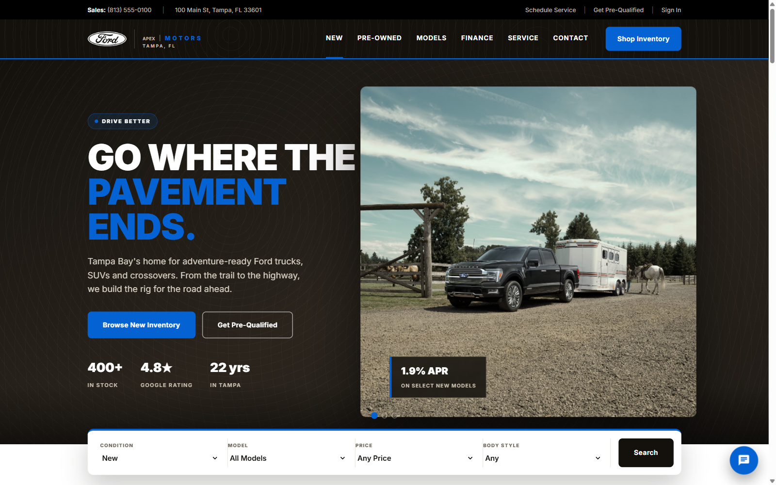 Ford dealer website example screenshot