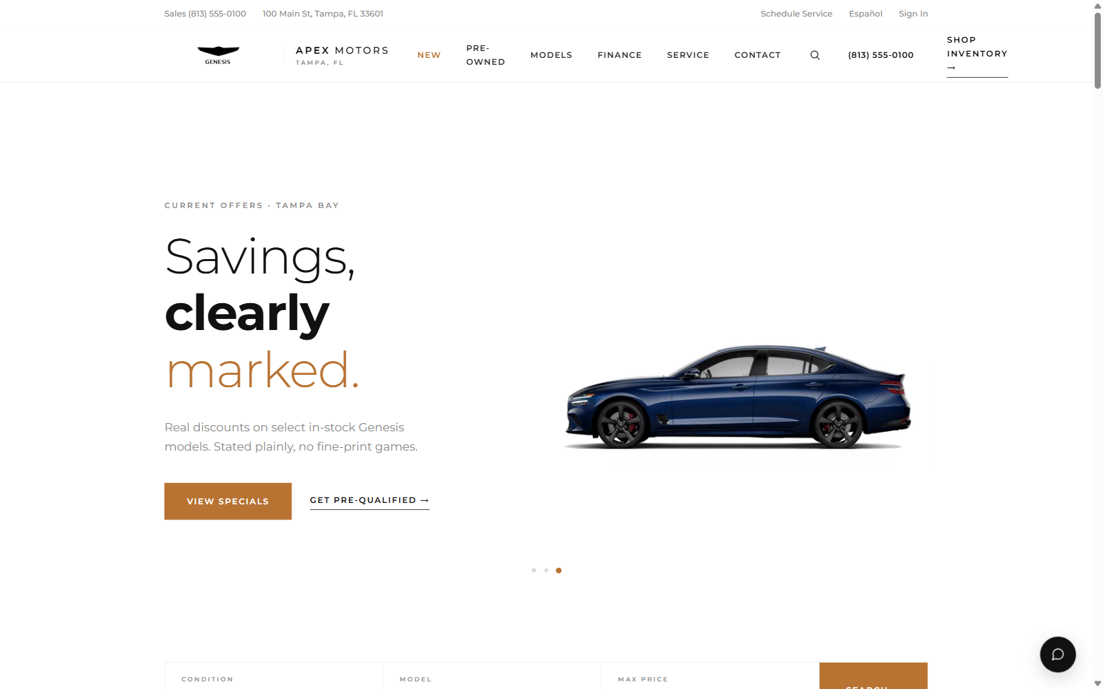 Genesis dealer website example screenshot