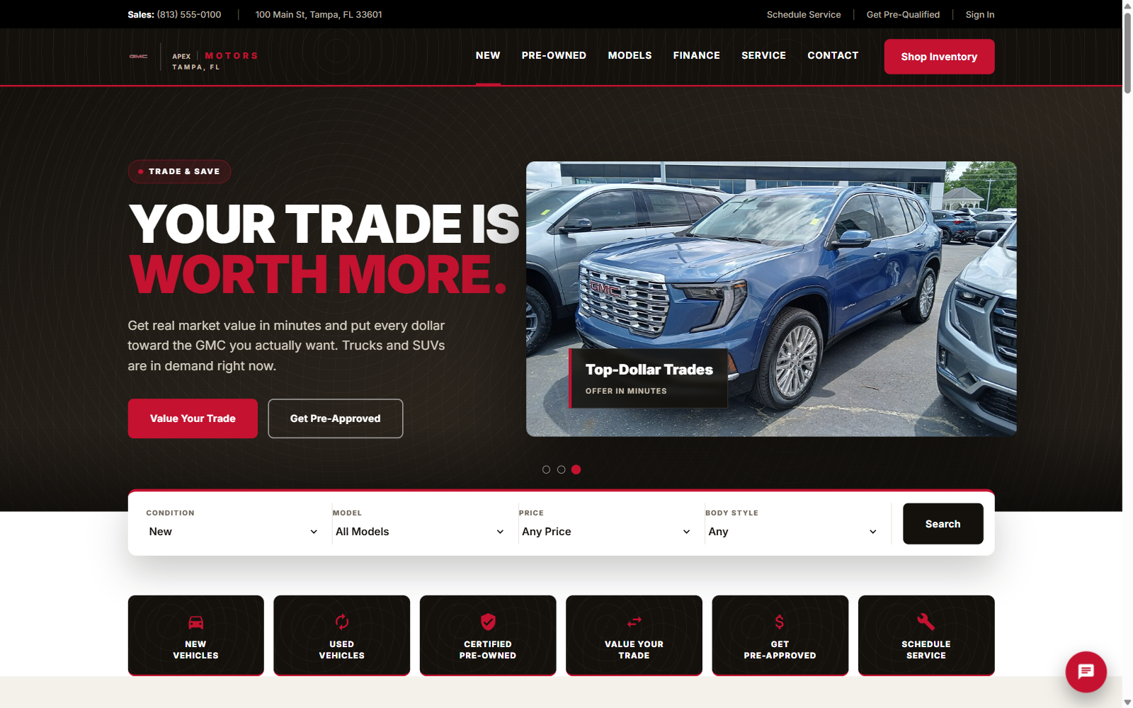 GMC dealer website example screenshot