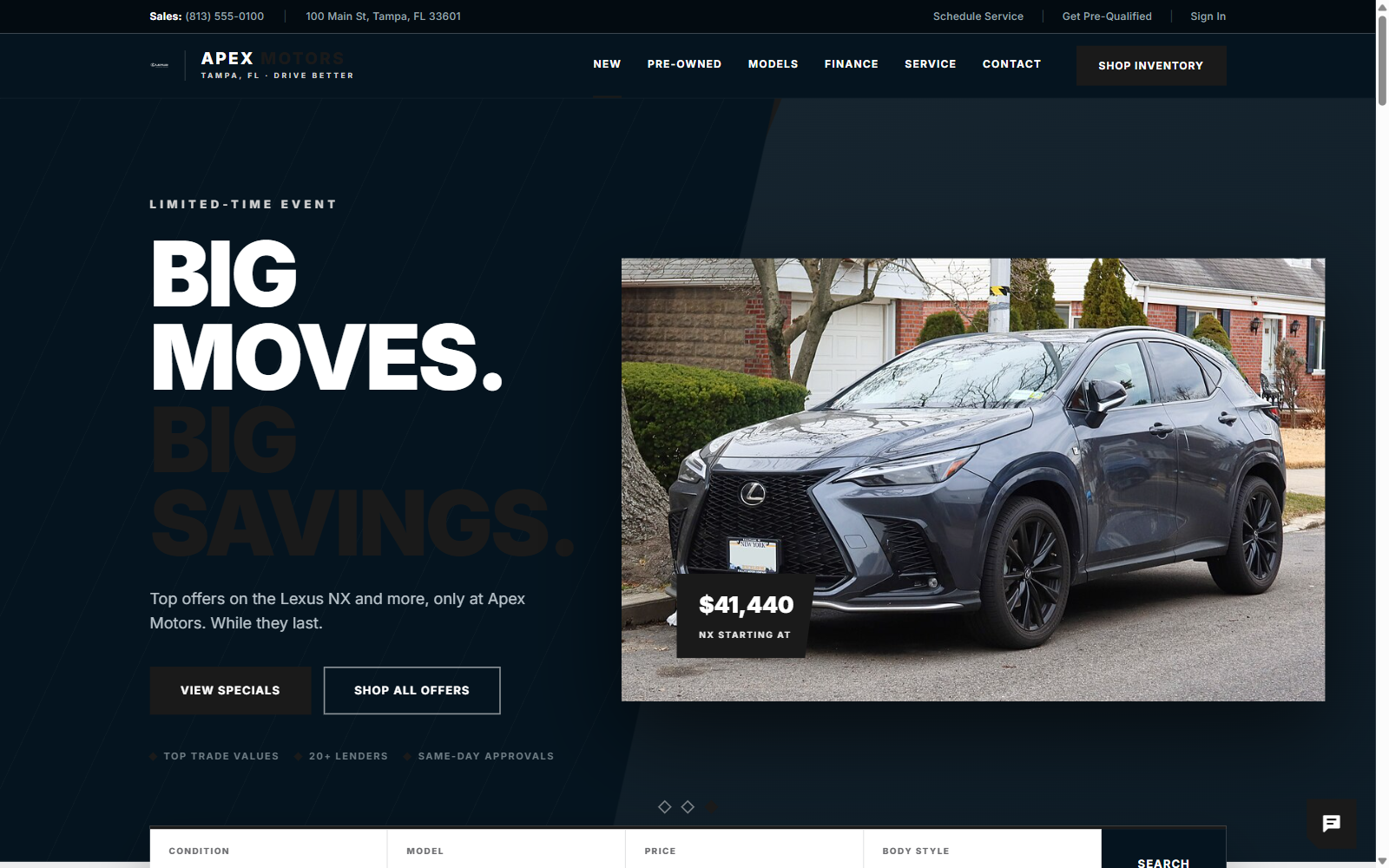 Lexus dealer website example screenshot