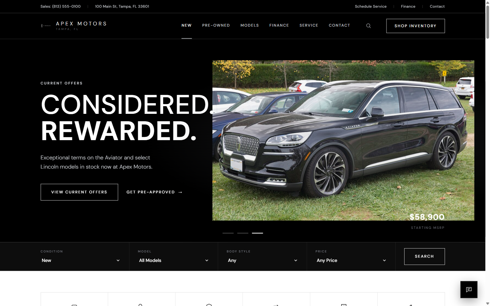 Lincoln dealer website example screenshot