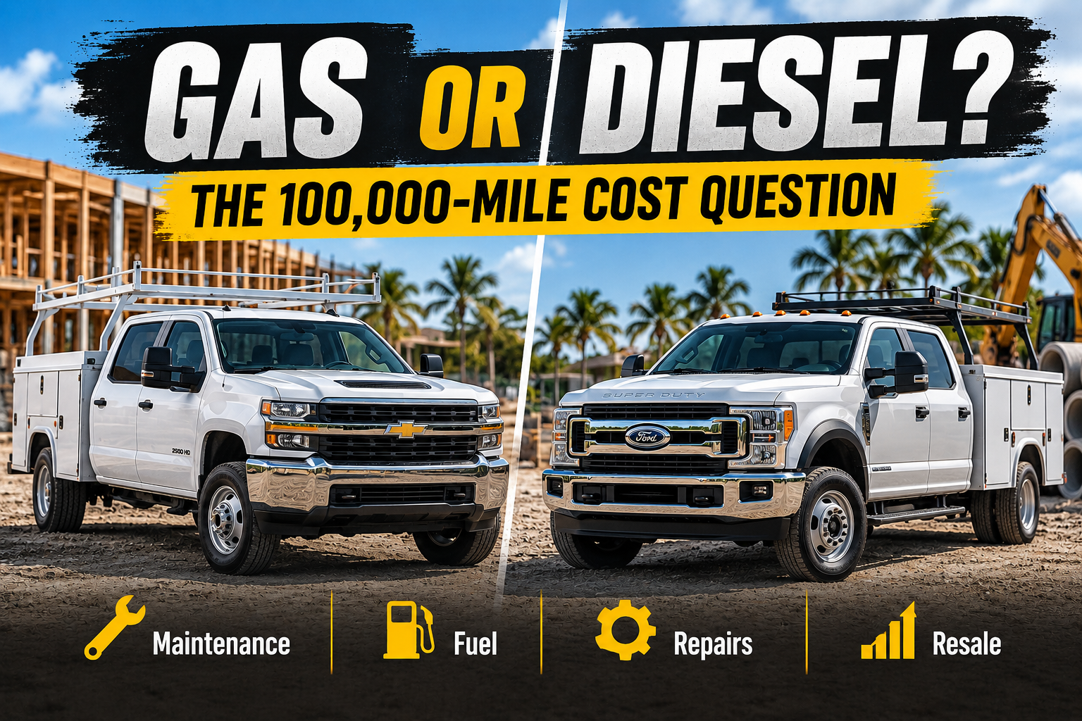 Gas vs. Diesel Work Trucks: Which Costs Less to Own After 100,000 Miles?