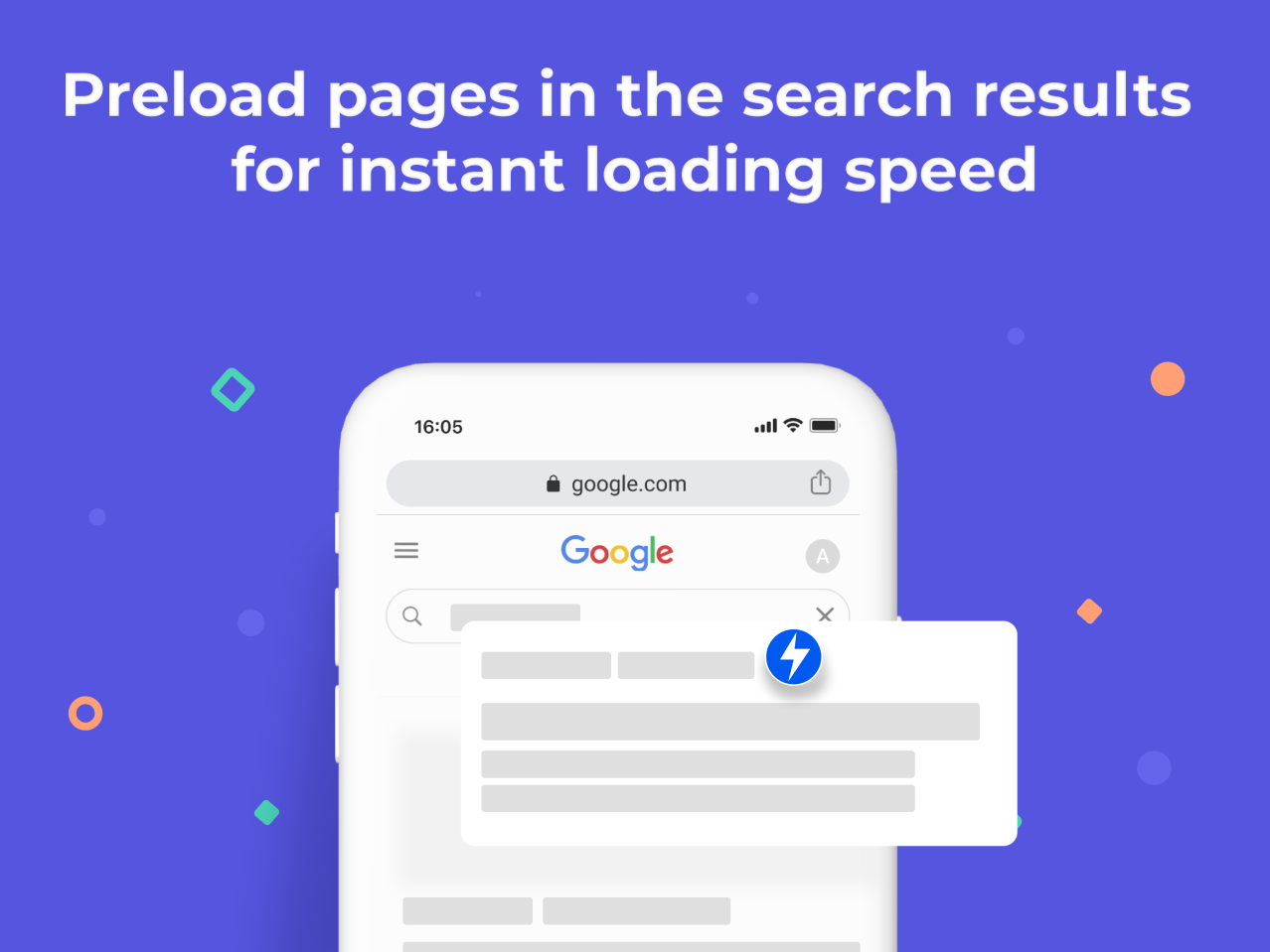 Preload pages in the search results for instant loading speed