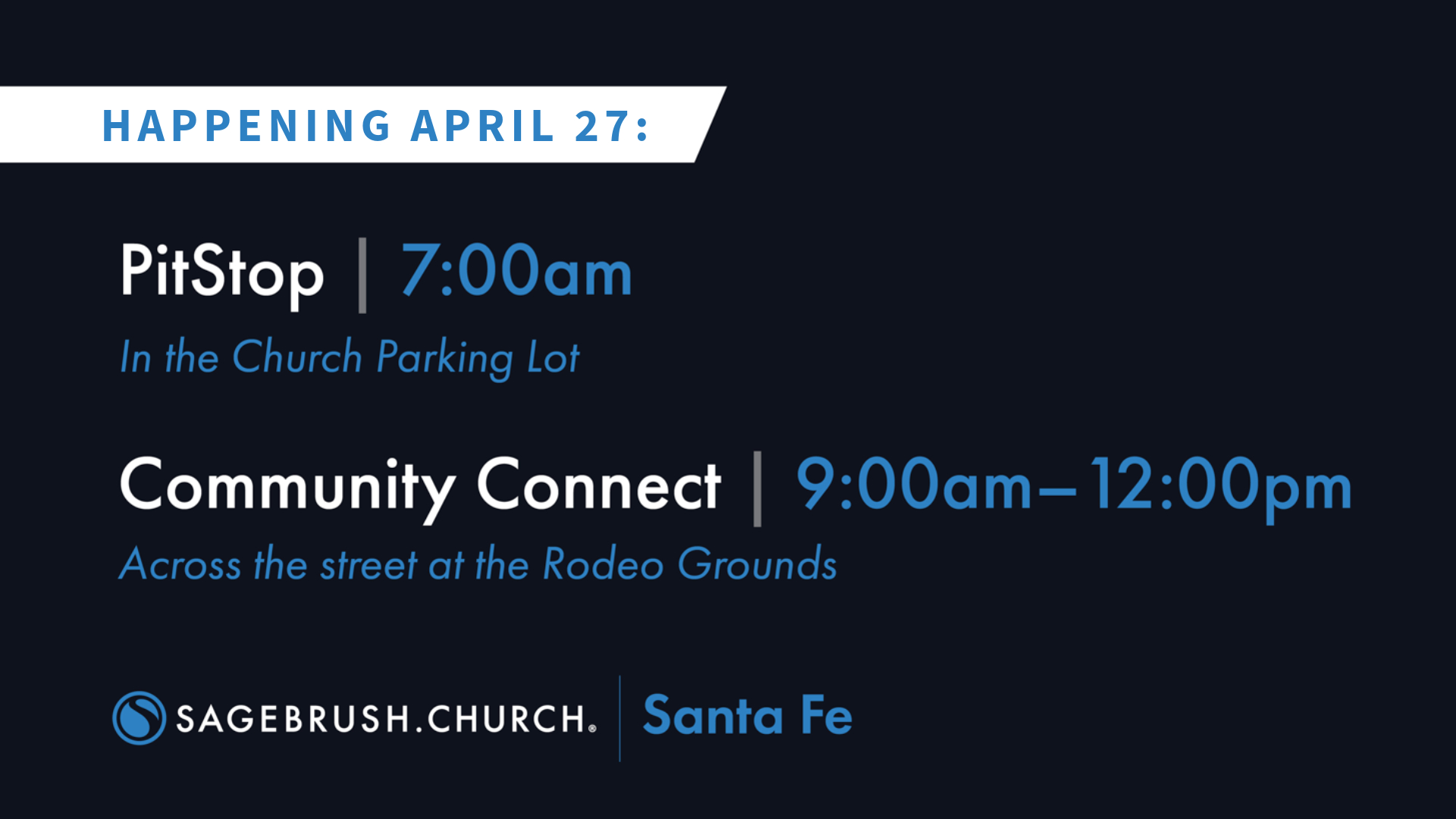 Pit Stop & Community Connect (Apr 27)