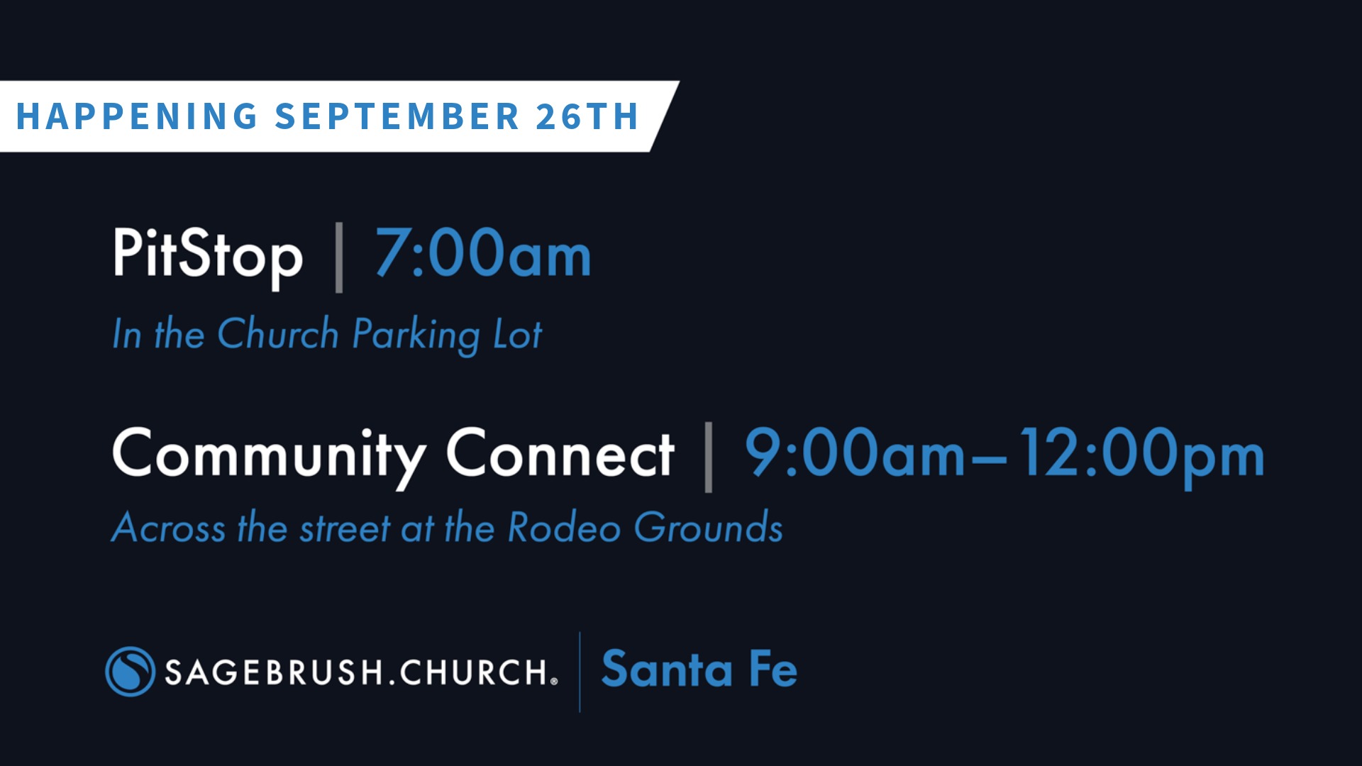 Pit Stop & Community Connect (Sept 26)