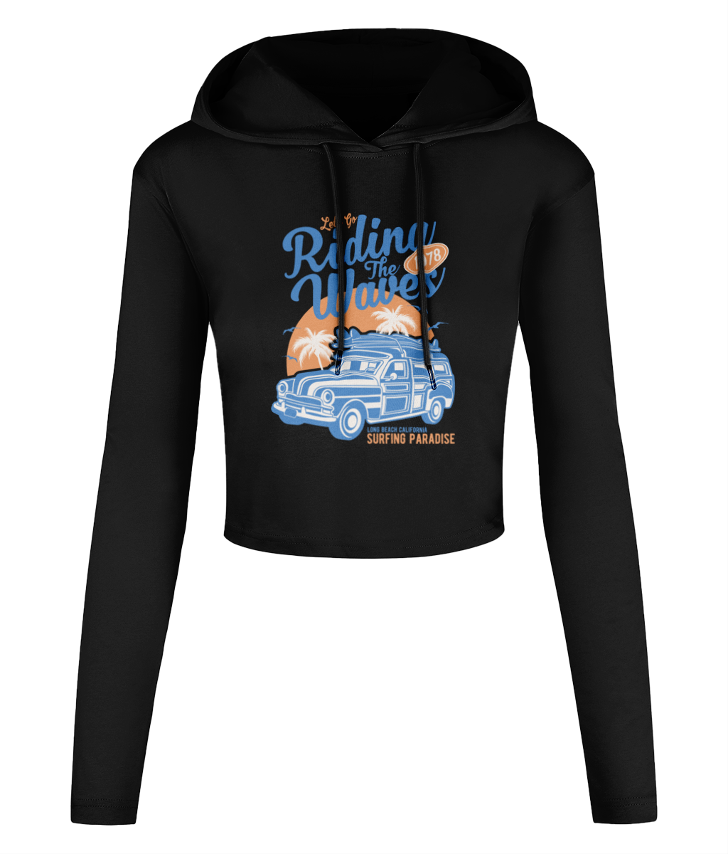 Riding The Waves – Women’s Cropped Hooded T-shirt