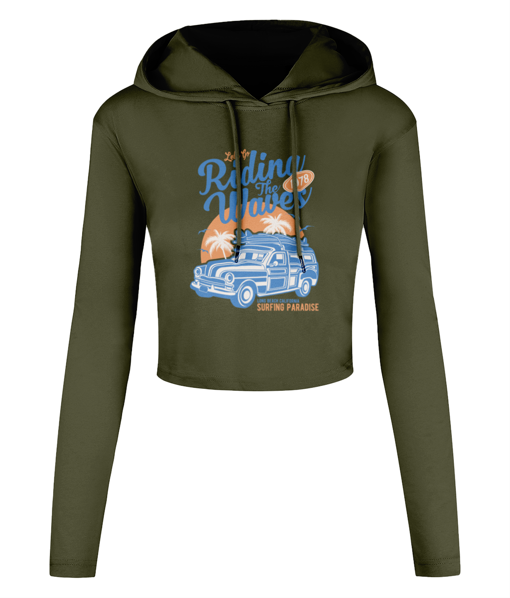 Riding The Waves – Women’s Cropped Hooded T-shirt