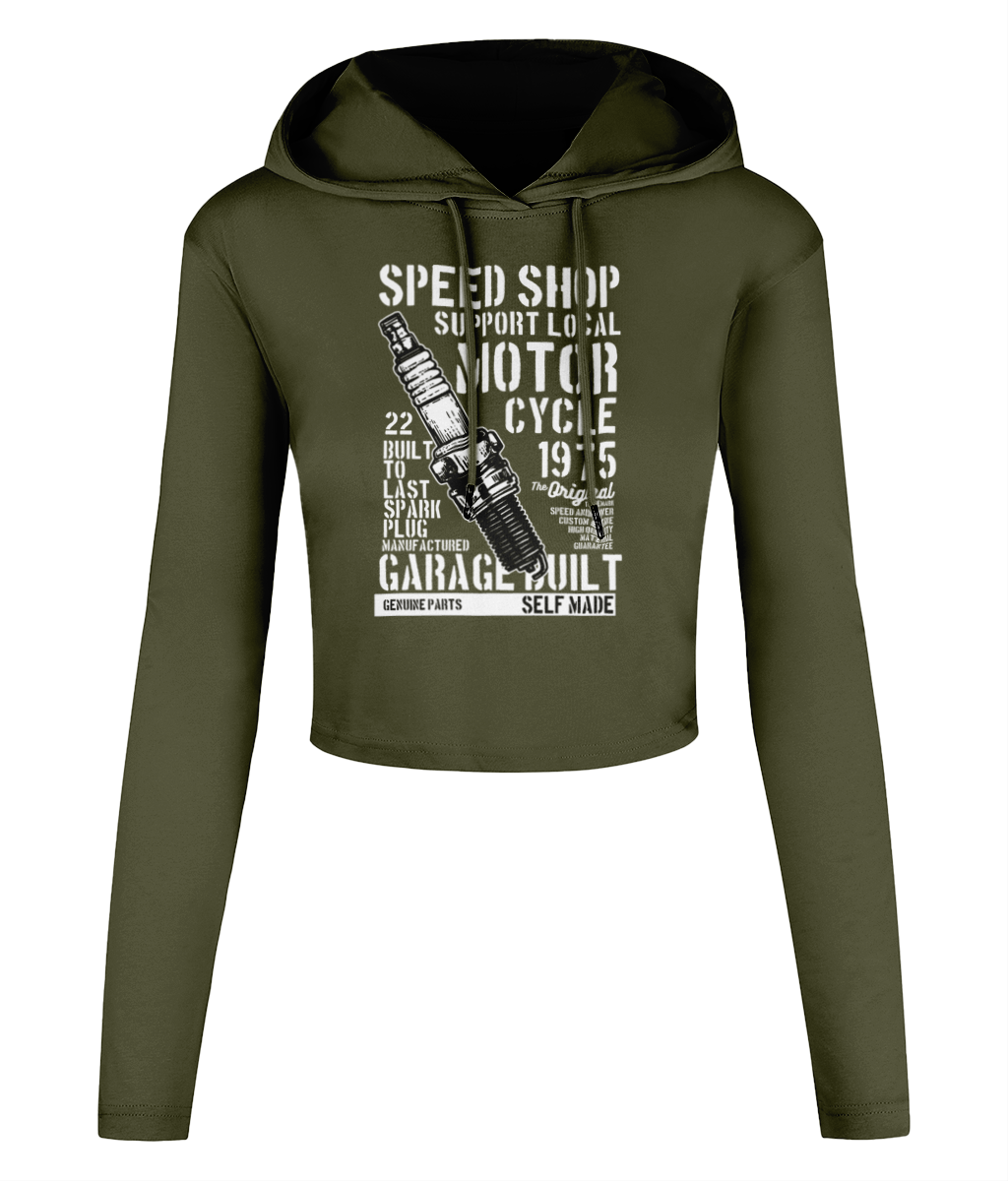 Speed Shop – Women’s Cropped Hooded T-shirt