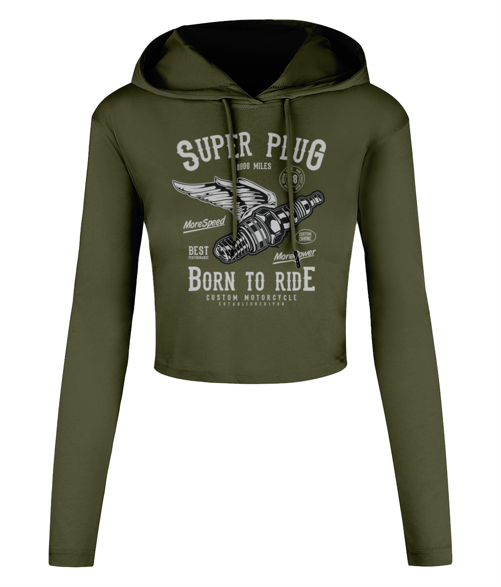 Super Plug – Women’s Cropped Hooded T-shirt