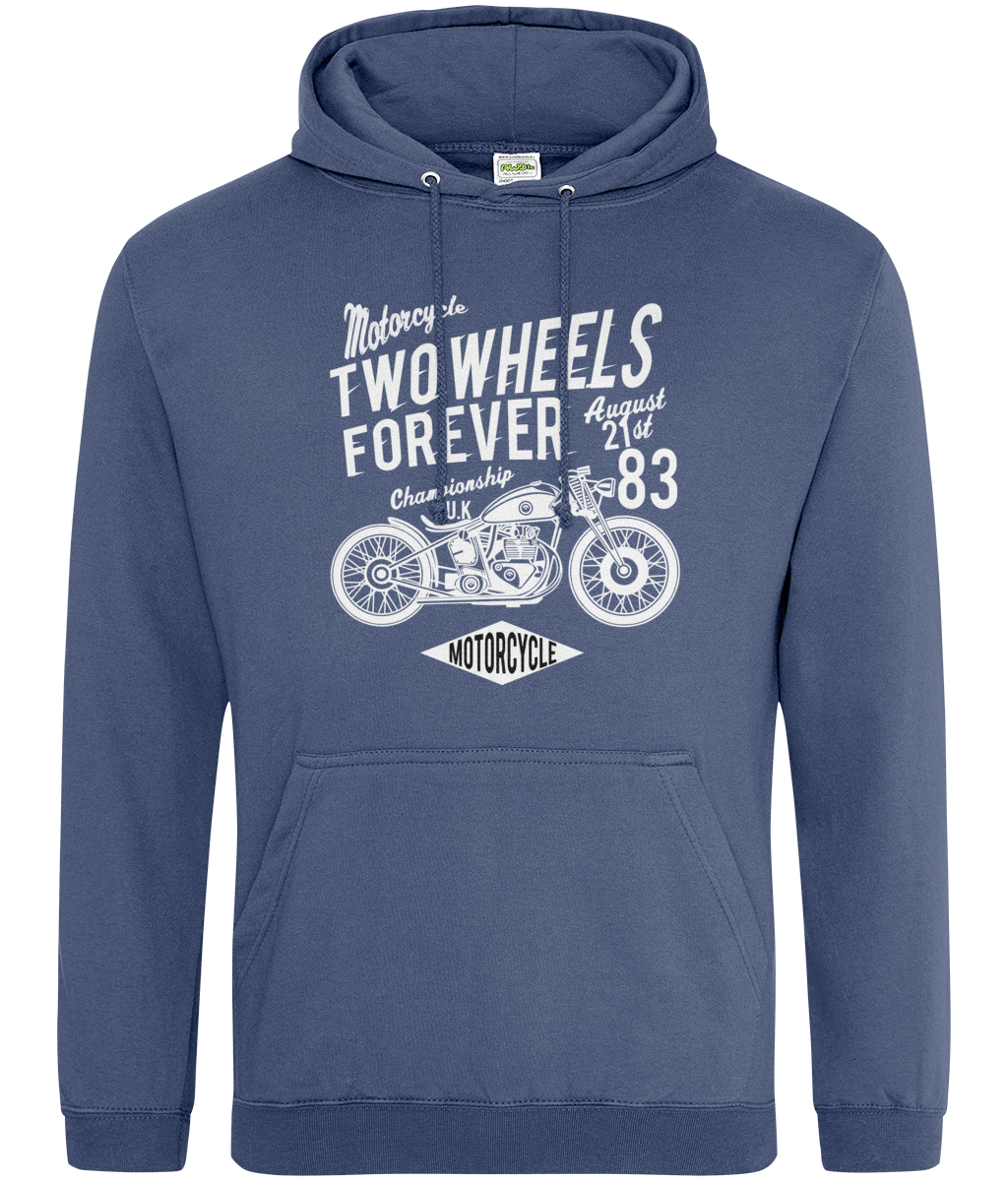 Two Wheels Forever White – AWDis College Hoodie